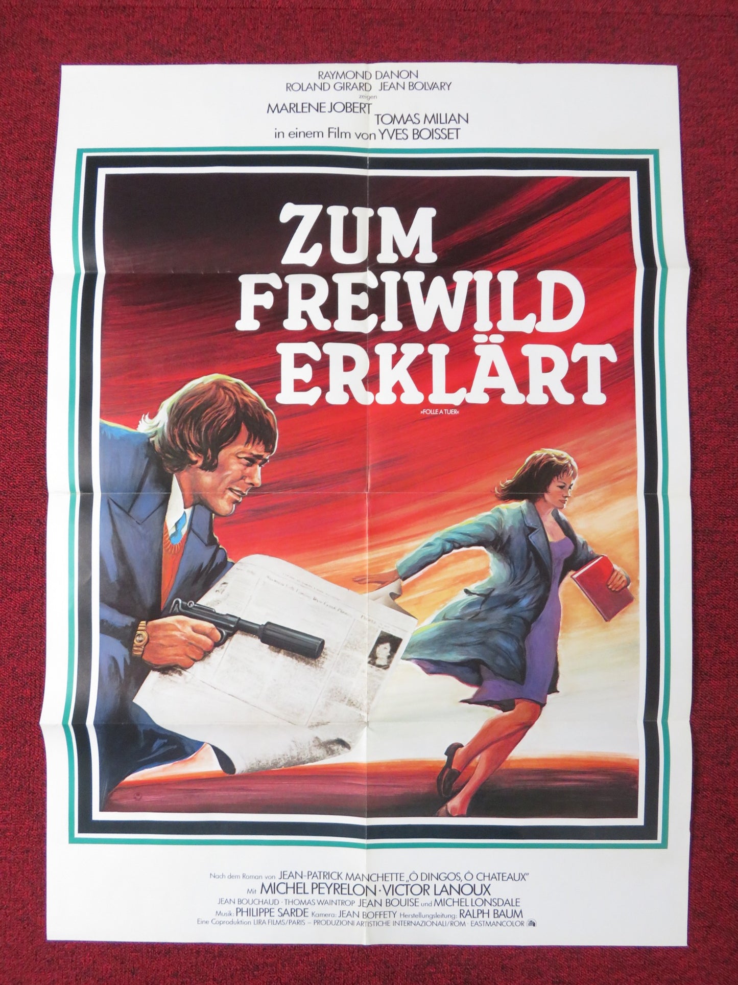 MAD ENOUGH TO KILL GERMAN A1 POSTER FOLDED MARLENE JOBERT TOMAS MILIAN 1976