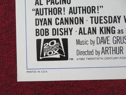 AUTHOR! AUTHOR! - B FOLDED US ONE SHEET POSTER AL PACINO DYAN CANNON 1982