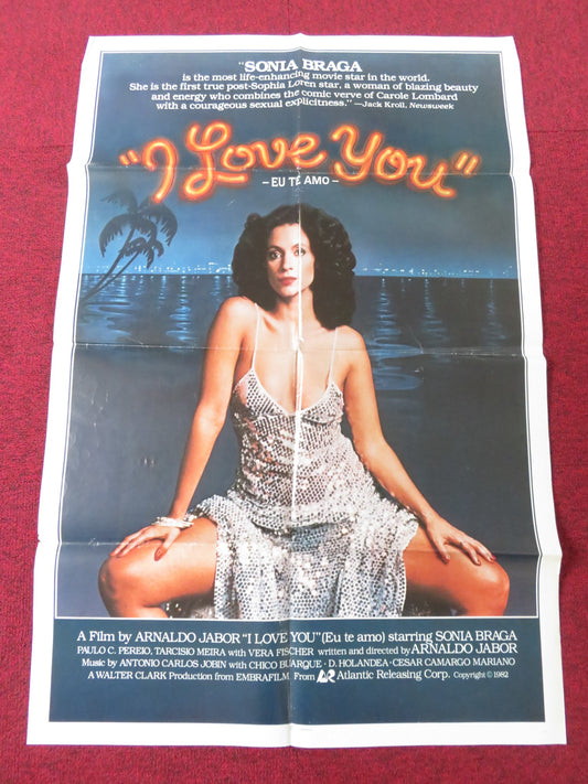 I LOVE YOU FOLDED US ONE SHEET POSTER SONIA BRAGA PAULO CESAR PEREIO 1982