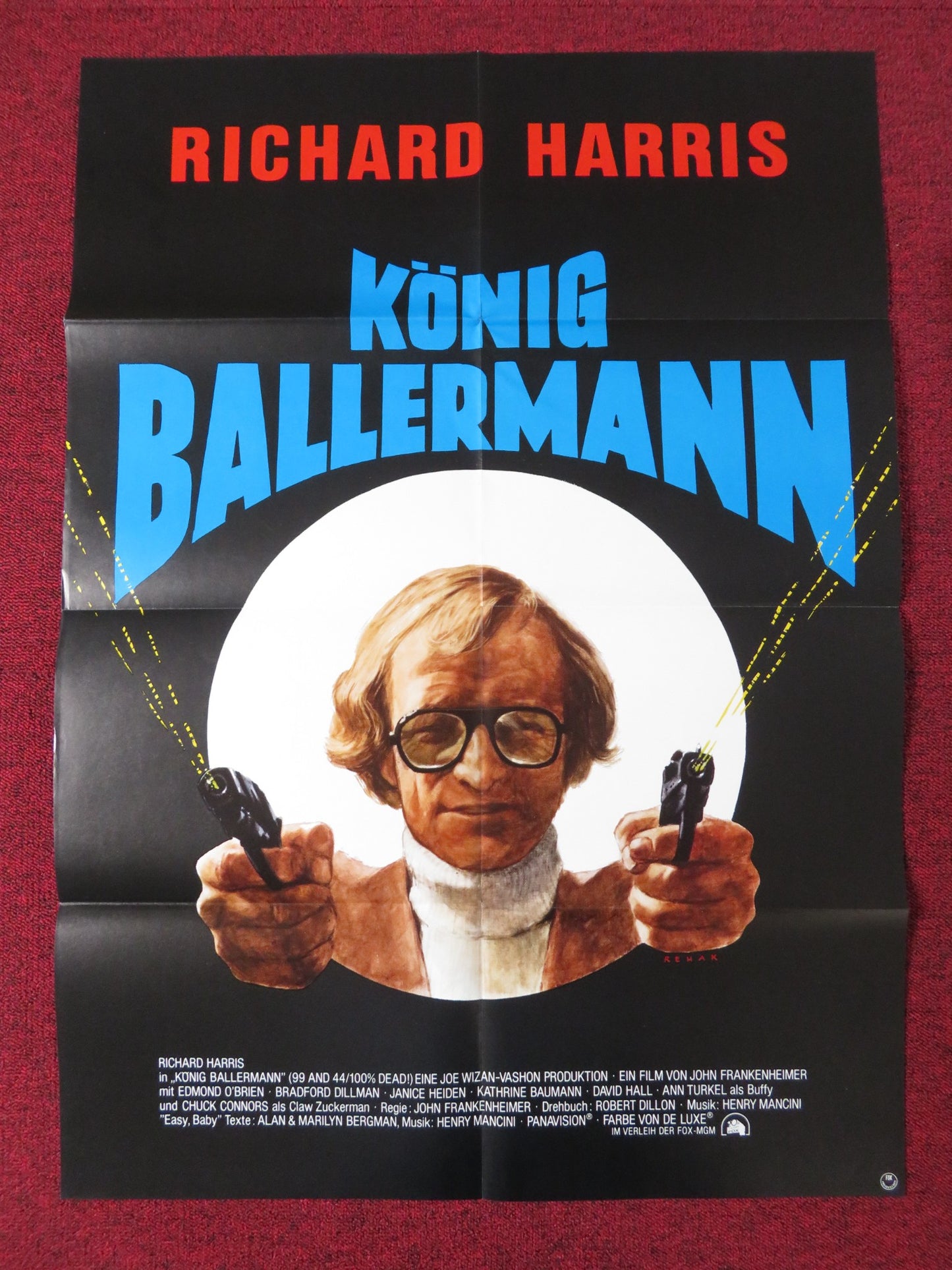 99 AND 44/100% DEAD! GERMAN A1 POSTER FOLDED RICHARD HARRIS EDMOND O'BRIEN 1975