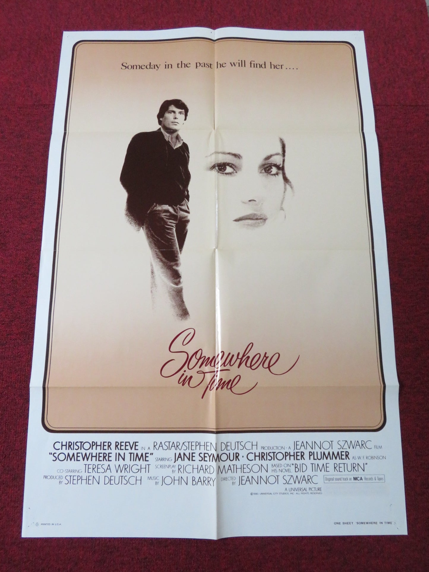 SOMEWHERE IN TIME FOLDED US ONE SHEET POSTER CHRISTOPHER REEVE JANE SEYMOUR 1980