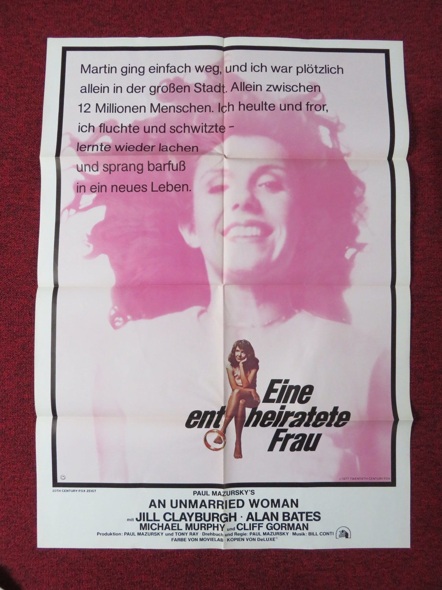 AN UNMARRIED WOMAN GERMAN A1 POSTER FOLDED JILL CLAYBURGH ALAN BATES 1977