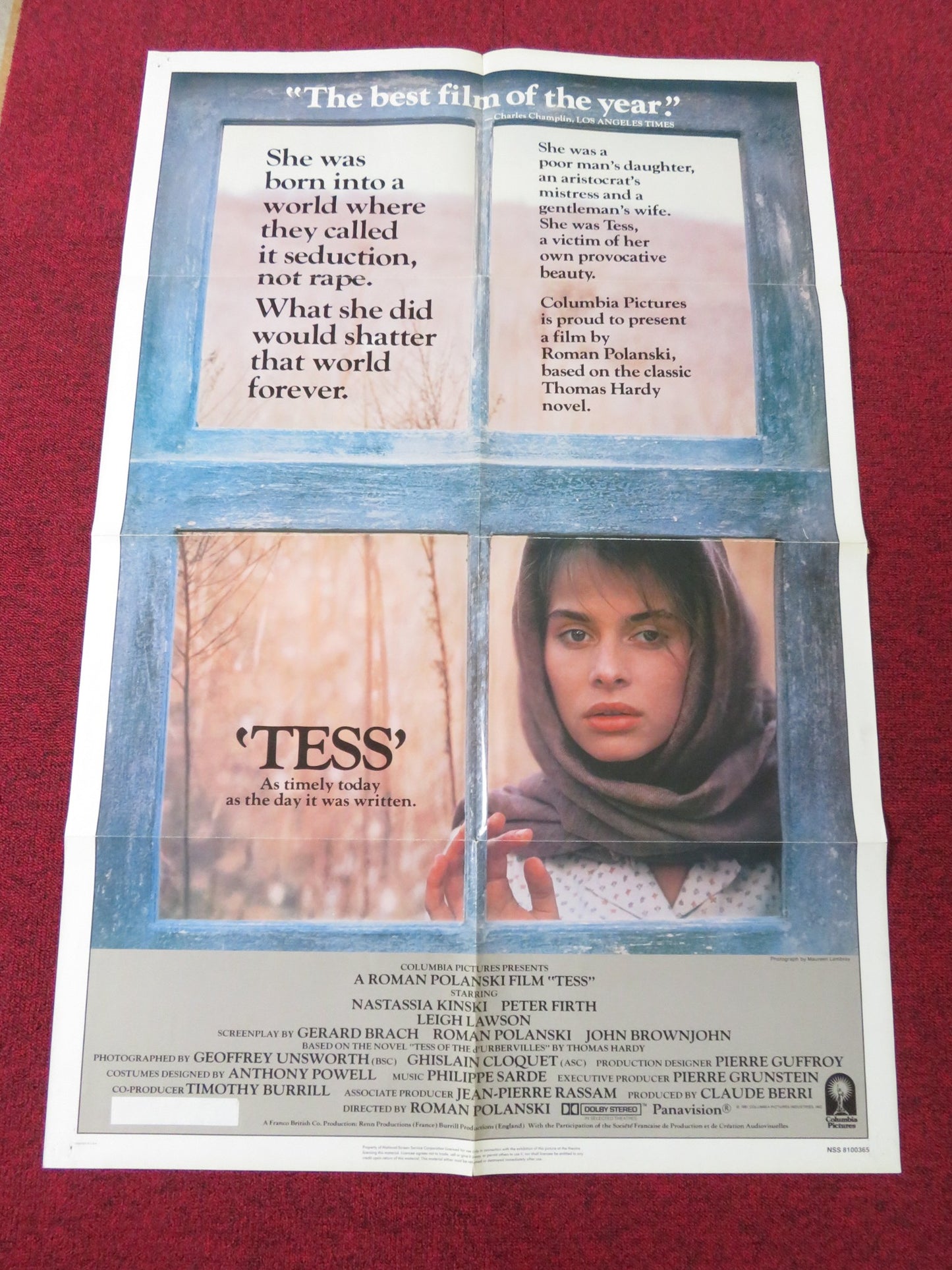 TESS FOLDED US ONE SHEET POSTER ROMAN POLANSKI NASTASSIA KINSKI PETER FIRTH 1981