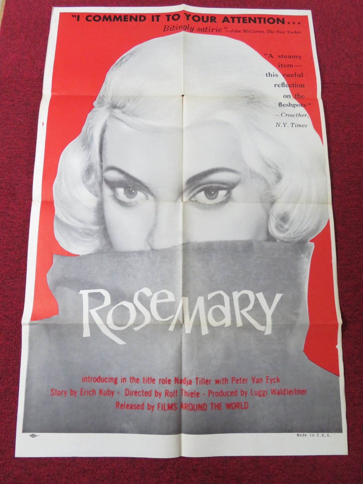 ROSEMARY FOLDED US ONE SHEET POSTER NADJA TILLER PETER VAN EYCK 1958