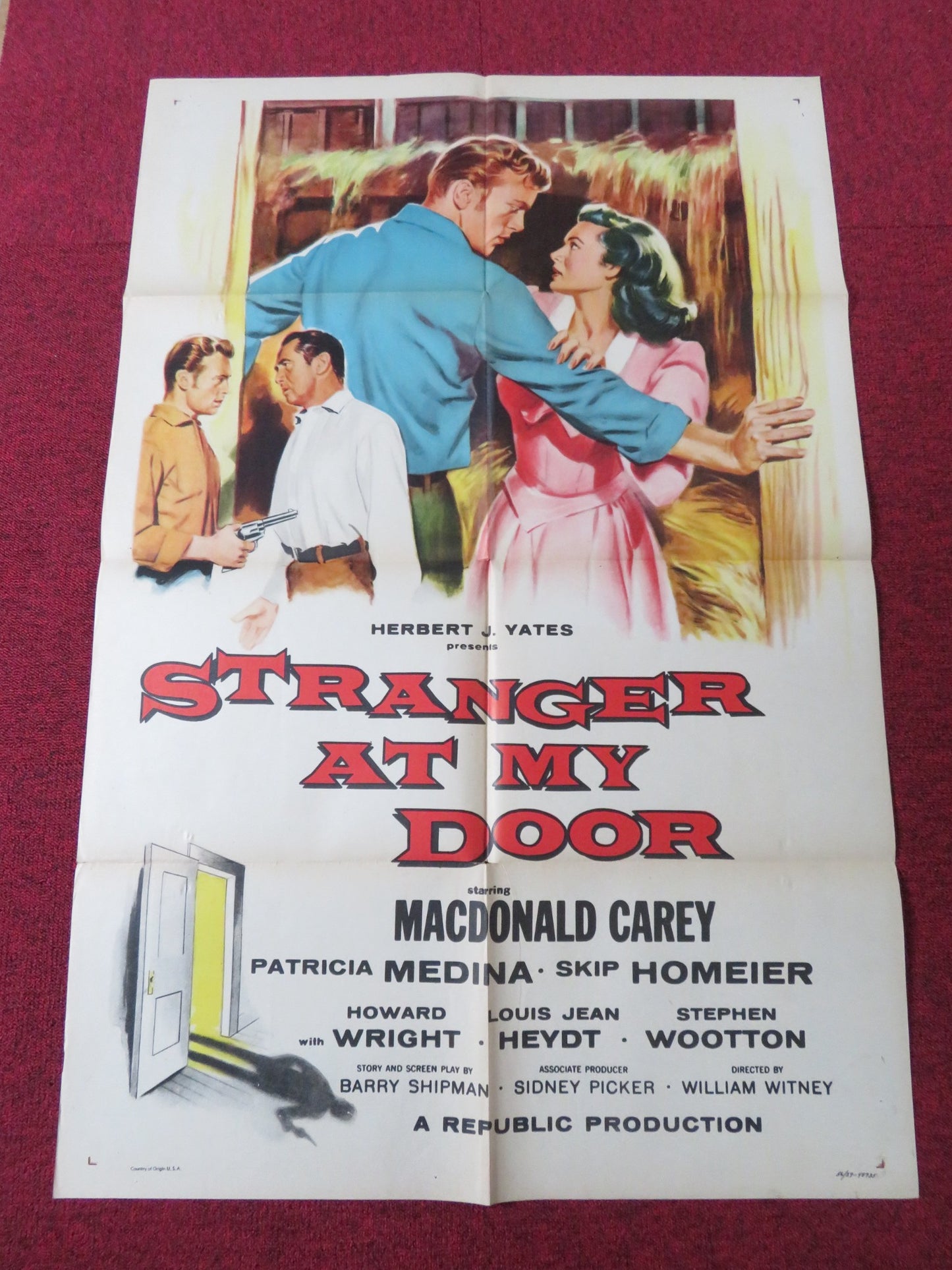 STRANGER AT MY DOOR FOLDED US ONE SHEET POSTER MACDONALD CAREY P. MEDINA 1956