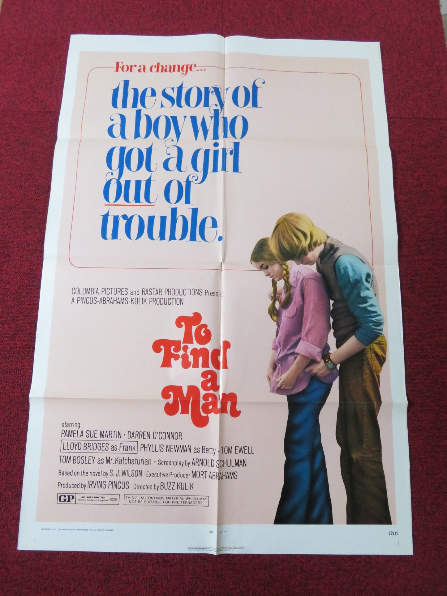 TO FIND A MAN FOLDED US ONE SHEET POSTER PAMELA SUE MARTIN DARREN O'CONNOR 1971