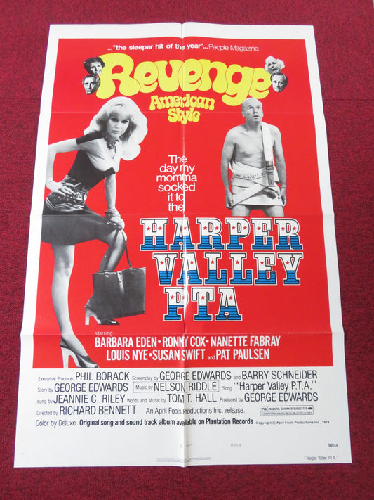 HARPER VALLEY P.T.A. - STYLE B FOLDED US ONE SHEET POSTER BARBARA EDEN 1978