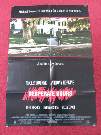 DESPERATE HOURS FOLDED US ONE SHEET POSTER MICKEY ROURKE ANTHONY HOPKINS 1990