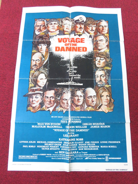 VOYAGE OF THE DAMNED - B FOLDED US ONE SHEET POSTER FAYE DUNAWAY O. WELLES 1976