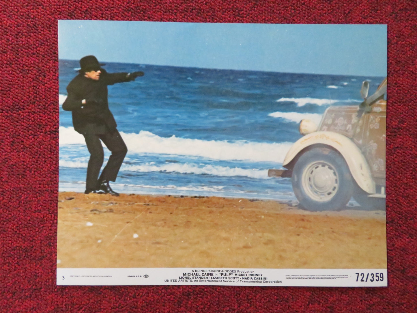 PULP - 3 LOBBY CARD MICHAEL CAINE MICKEY ROONEY 1972