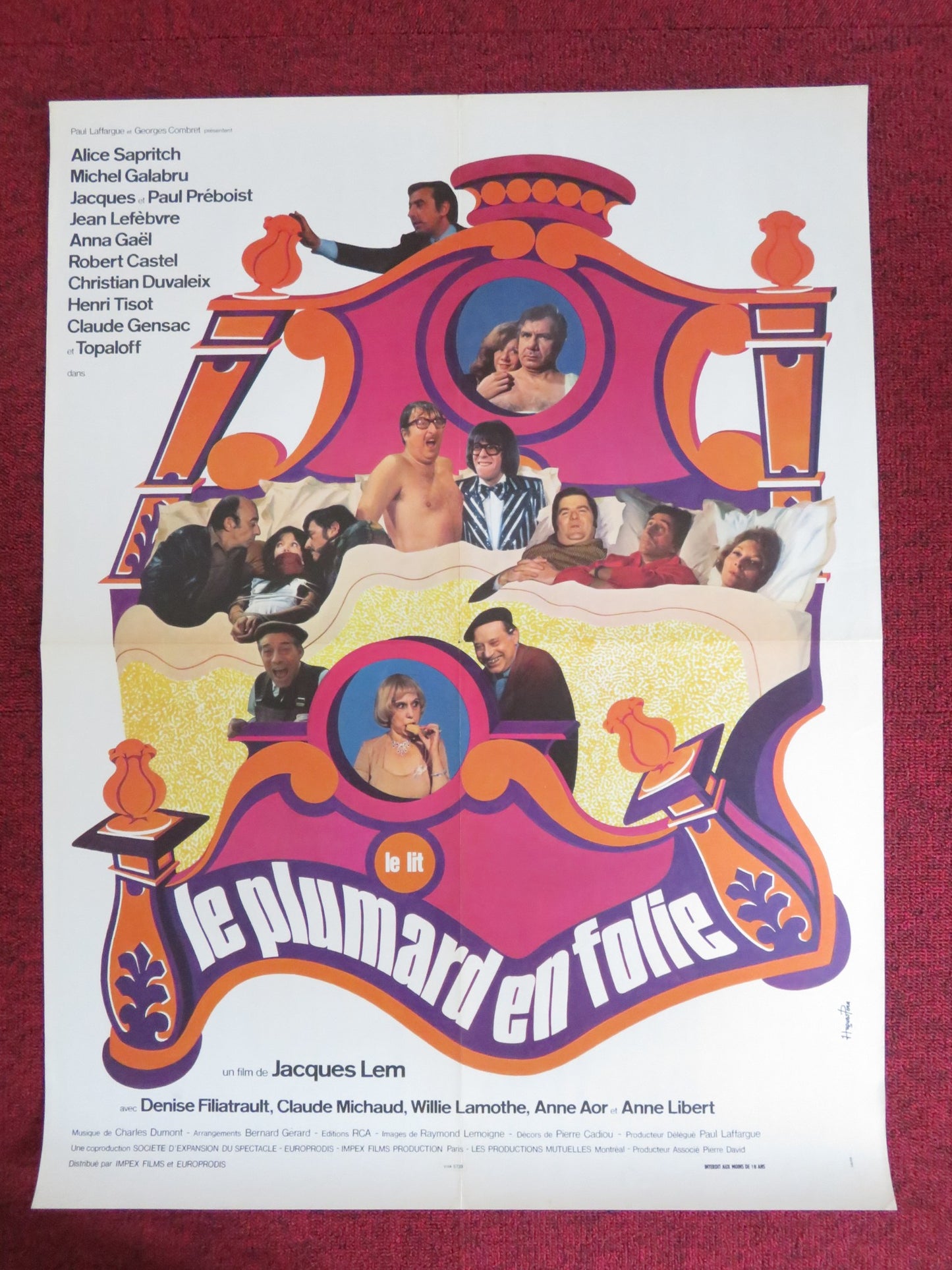 LE LIT... ZE BAWDY BED FRENCH POSTER ROLLED ALICE SAPRITCH MICHEL GALABRU 1974