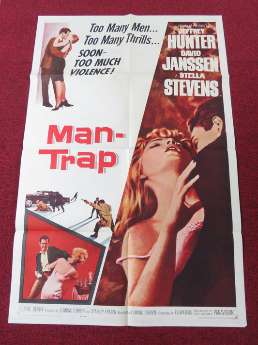 MAN-TRAP FOLDED US ONE SHEET POSTER JEFFREY HUNTER DAVID JANSSEN 1961