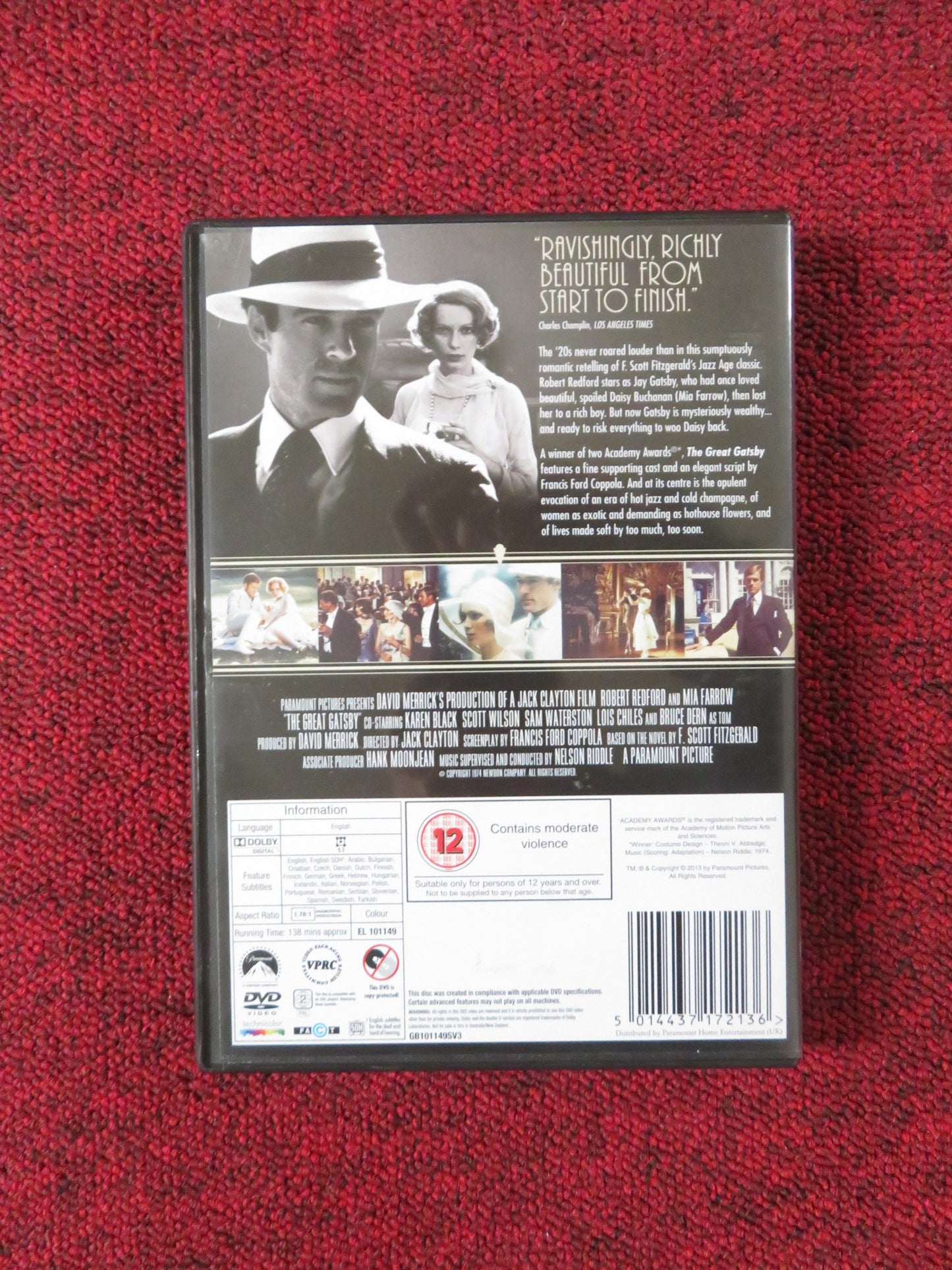 THE GREAT GATSBY (DVD) ROBERT REDFORD MIA FARROW 1974 REGION 2