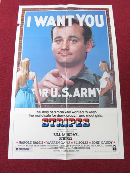 STRIPES - STYLE B FOLDED US ONE SHEET POSTER BILL MURRAY HAROLD RAMIS 1981