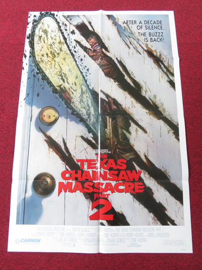 THE TEXAS CHAINSAW MASSACRE PART 2 FOLDED US ONE SHEET POSTER CANNON HOPPER 1986