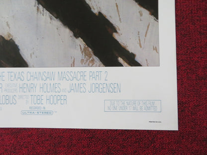 THE TEXAS CHAINSAW MASSACRE PART 2 FOLDED US ONE SHEET POSTER CANNON HOPPER 1986