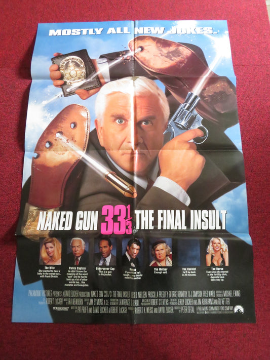 NAKED GUN 33 1/3 THE FINAL INSULT FOLDED US ONE SHEET POSTER LESLIE NIELSEN 1994