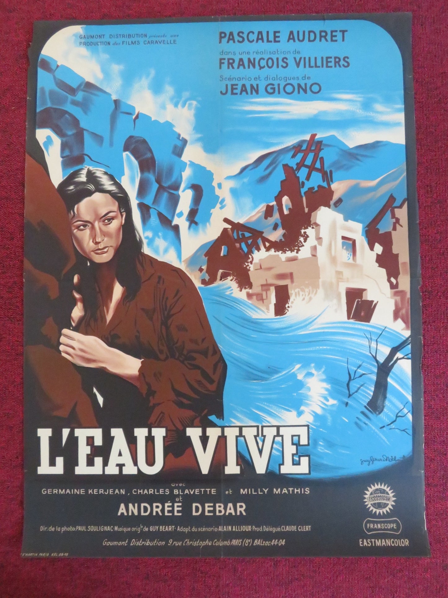 L'EAU VIVE FRENCH POSTER ROLLED PASCALE AUDRET CHARLES BLAVETTE 1958