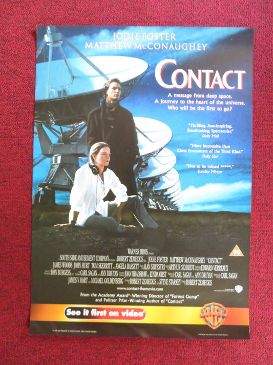 CONTACT VHS VIDEO POSTER JODIE FOSTER MATTHEW MCCONAUGHEY 1998