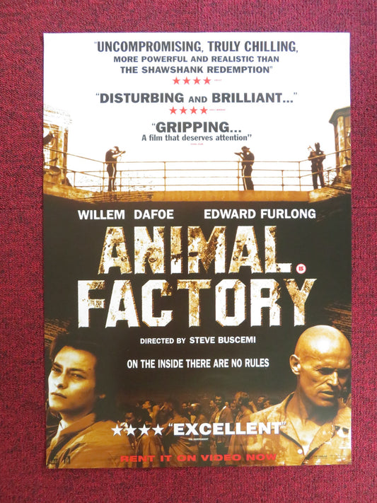 ANIMAL FACTORY VHS VIDEO POSTER WILLEM DAFOE EDWARD FURLONG 2000