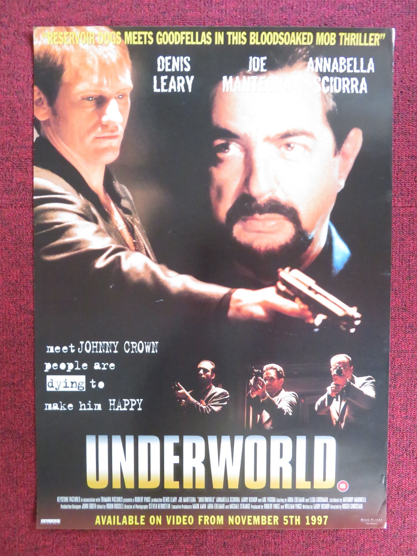 UNDERWORLD VHS VIDEO POSTER DENIS LEARY JOE MANTEGNA 1997