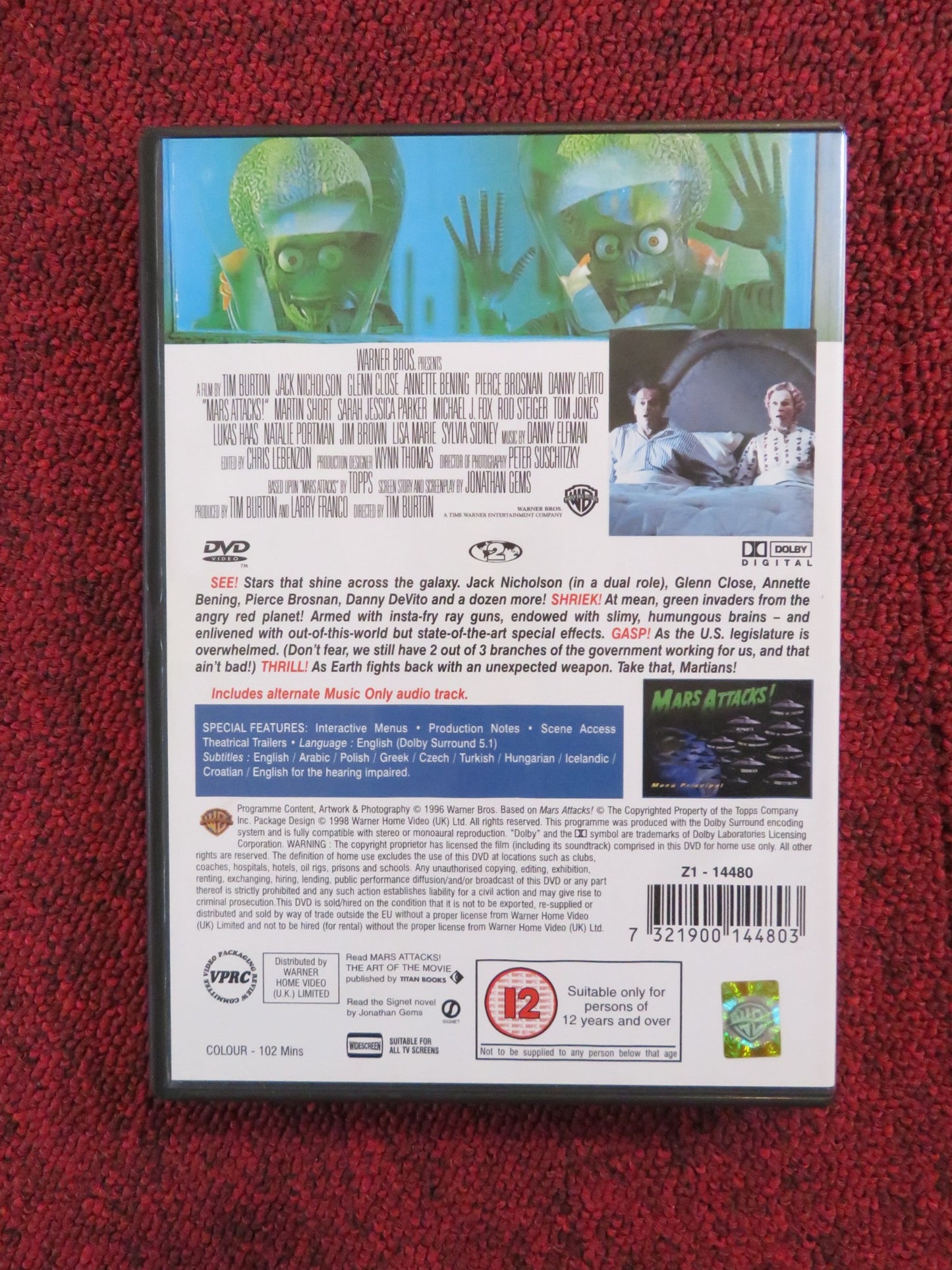 MARS ATTACKS (DVD) JACK NICHOLSON JACK BLACK 1996 REGION 2