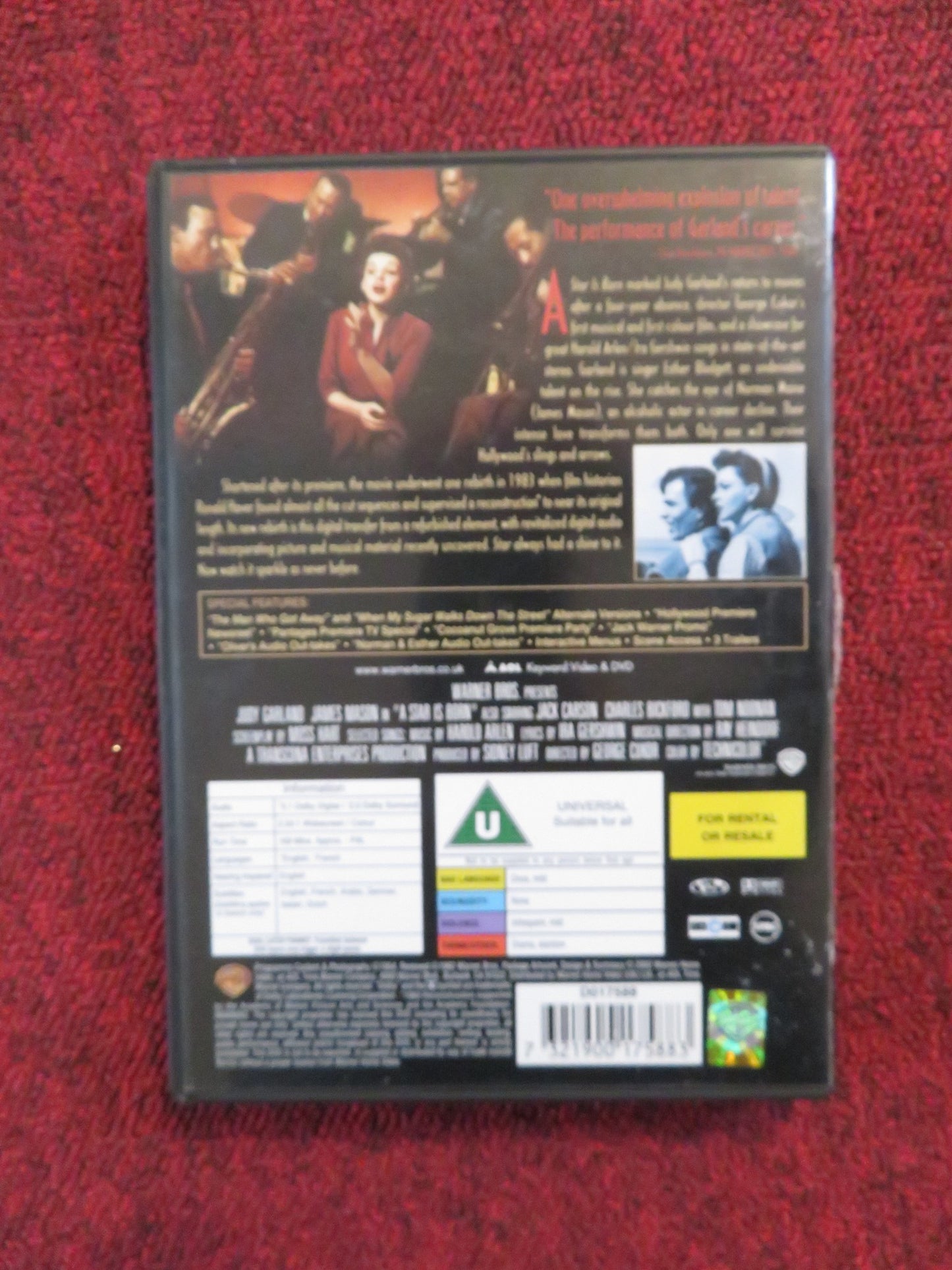 A STAR IS BORN 2 DISC SPECIAL EDITION (DVD) JUDY GARLAND J. MASON 1954 REGION 2