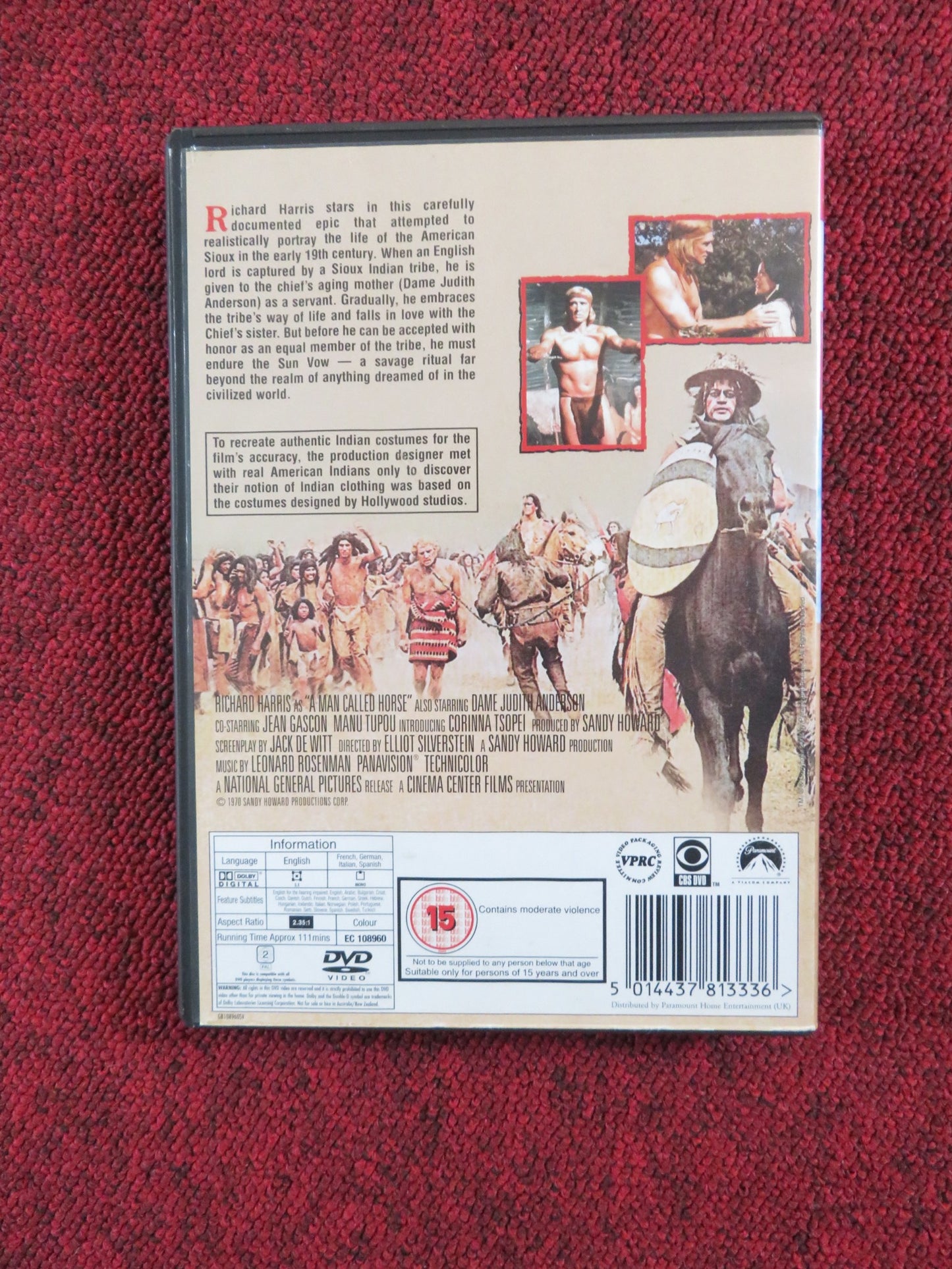 A MAN CALLED HORSE (DVD) RICHARD HARRIS JUDITH ANDERSON 1970 REGION 2