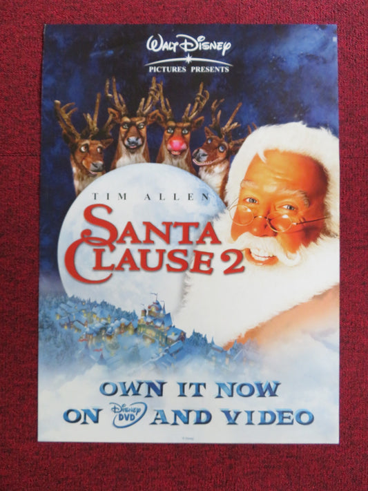 THE SANTA CLAUSE 2 DVD & VHS VIDEO POSTER TIM ALLEN ELIZABETH MITCHELL 2002