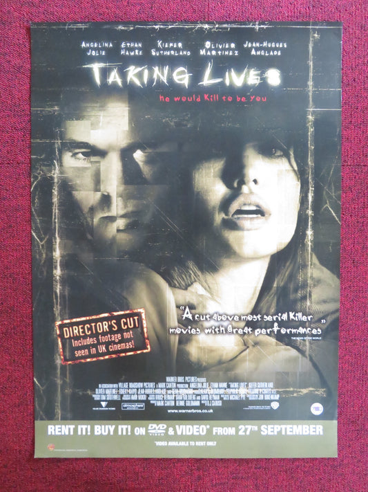 TAKING LIVES DVD & VHS VIDEO POSTER ANGELINA JOLIE ETHAN HAWKE 2004