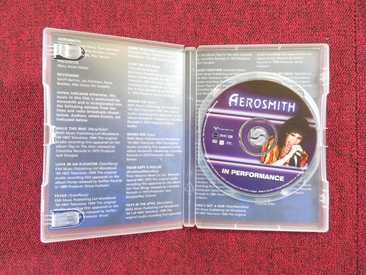 AEROSMITH IN PERFORMANCE (DVD) STEVEN TYLER JOE PERRY REGION 2