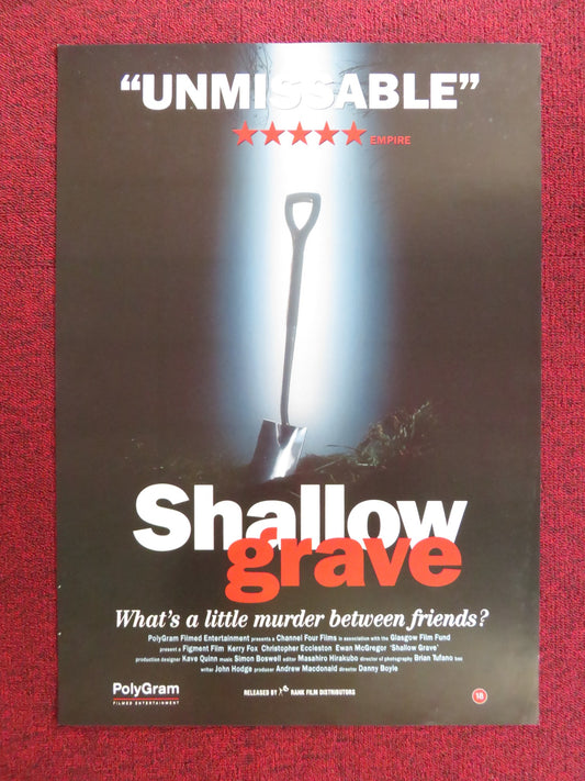 SHALLOW GRAVE VHS VIDEO POSTER DANNY BOYLE EWAN MCGREGOR C. ECCLESTON 1994