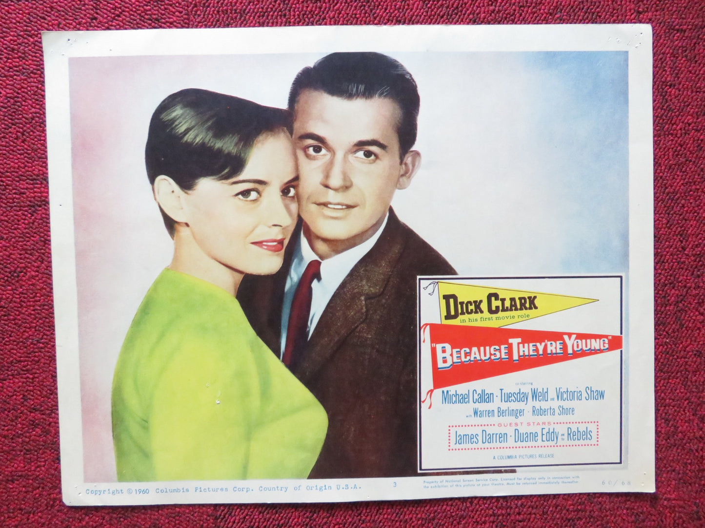 BECAUSE THEY'RE YOUNG US LOBBY CARD FULL SET DICK CLARK MICHAEL CALLAN 1960