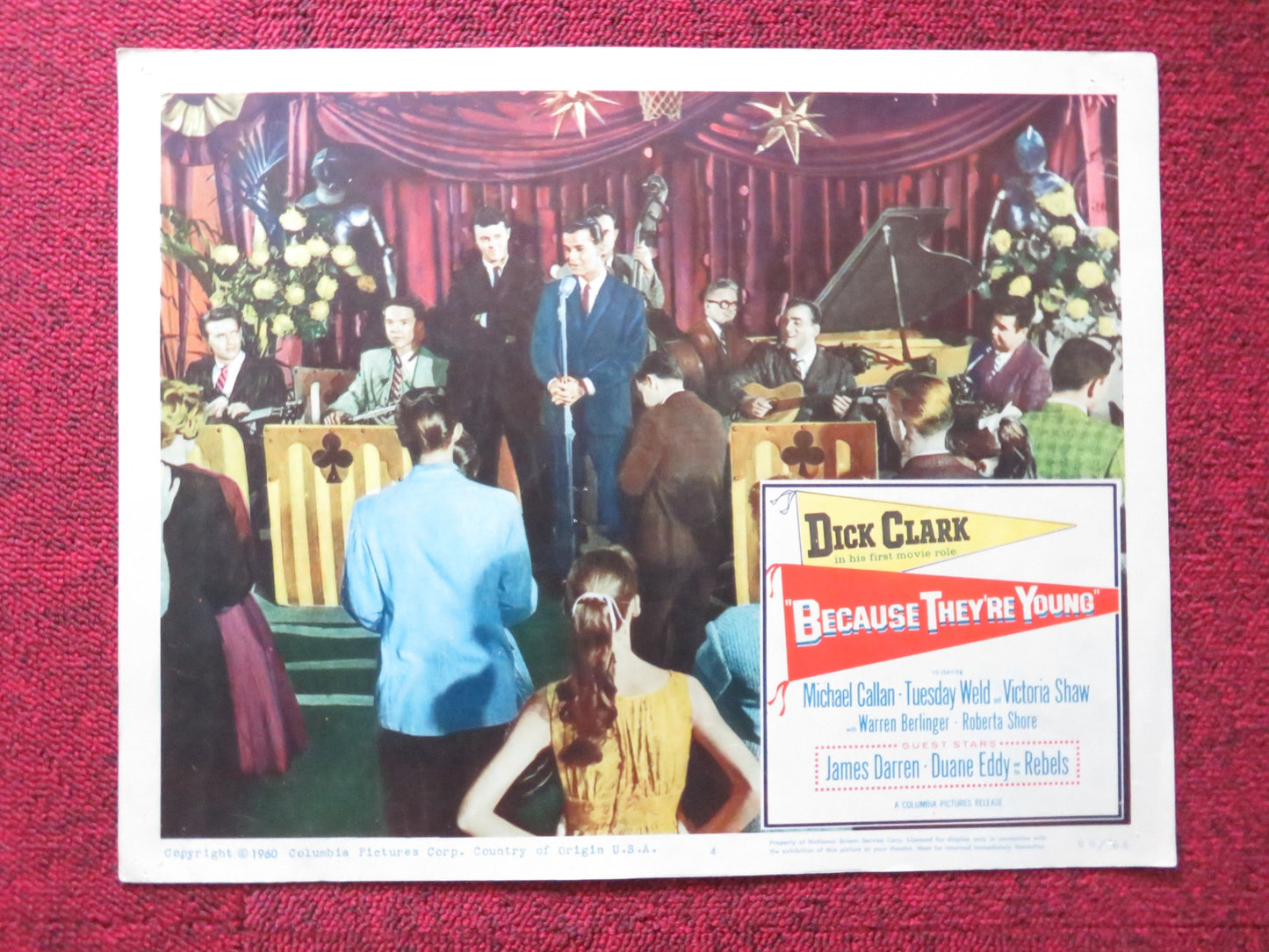 BECAUSE THEY'RE YOUNG US LOBBY CARD FULL SET DICK CLARK MICHAEL CALLAN 1960