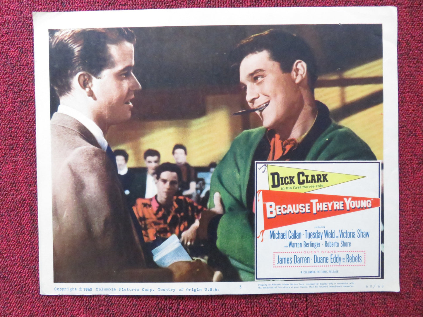 BECAUSE THEY'RE YOUNG US LOBBY CARD FULL SET DICK CLARK MICHAEL CALLAN 1960