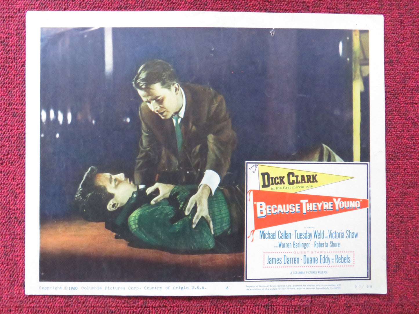 BECAUSE THEY'RE YOUNG US LOBBY CARD FULL SET DICK CLARK MICHAEL CALLAN 1960