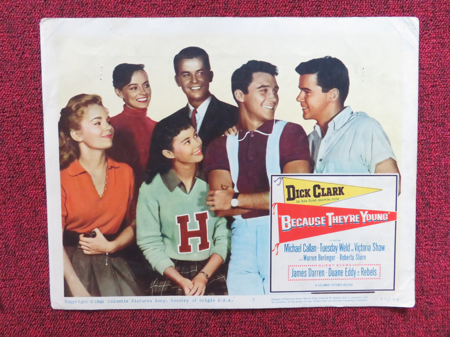 BECAUSE THEY'RE YOUNG US LOBBY CARD FULL SET DICK CLARK MICHAEL CALLAN 1960