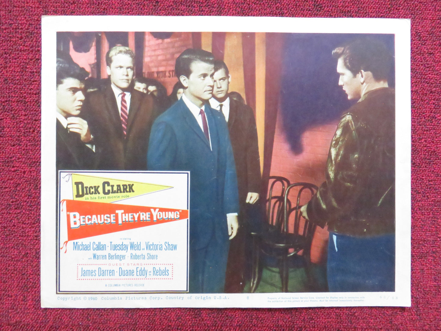 BECAUSE THEY'RE YOUNG US LOBBY CARD FULL SET DICK CLARK MICHAEL CALLAN 1960