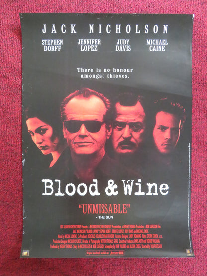 BLOOD AND WINE VHS VIDEO POSTER JACK NICHOLSON STEPEHEN DORFF 1996