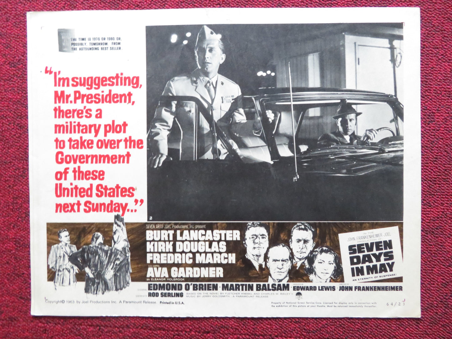 SEVEN DAYS IN MAY US LOBBY CARD FULL SET BURT LANCASTER KIRK DOUGLAS 1963