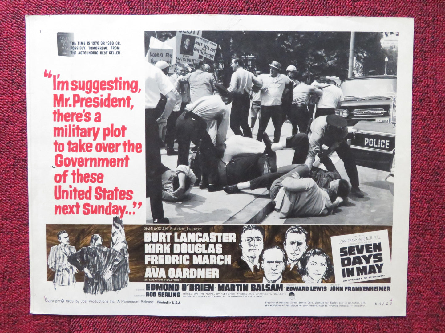 SEVEN DAYS IN MAY US LOBBY CARD FULL SET BURT LANCASTER KIRK DOUGLAS 1963