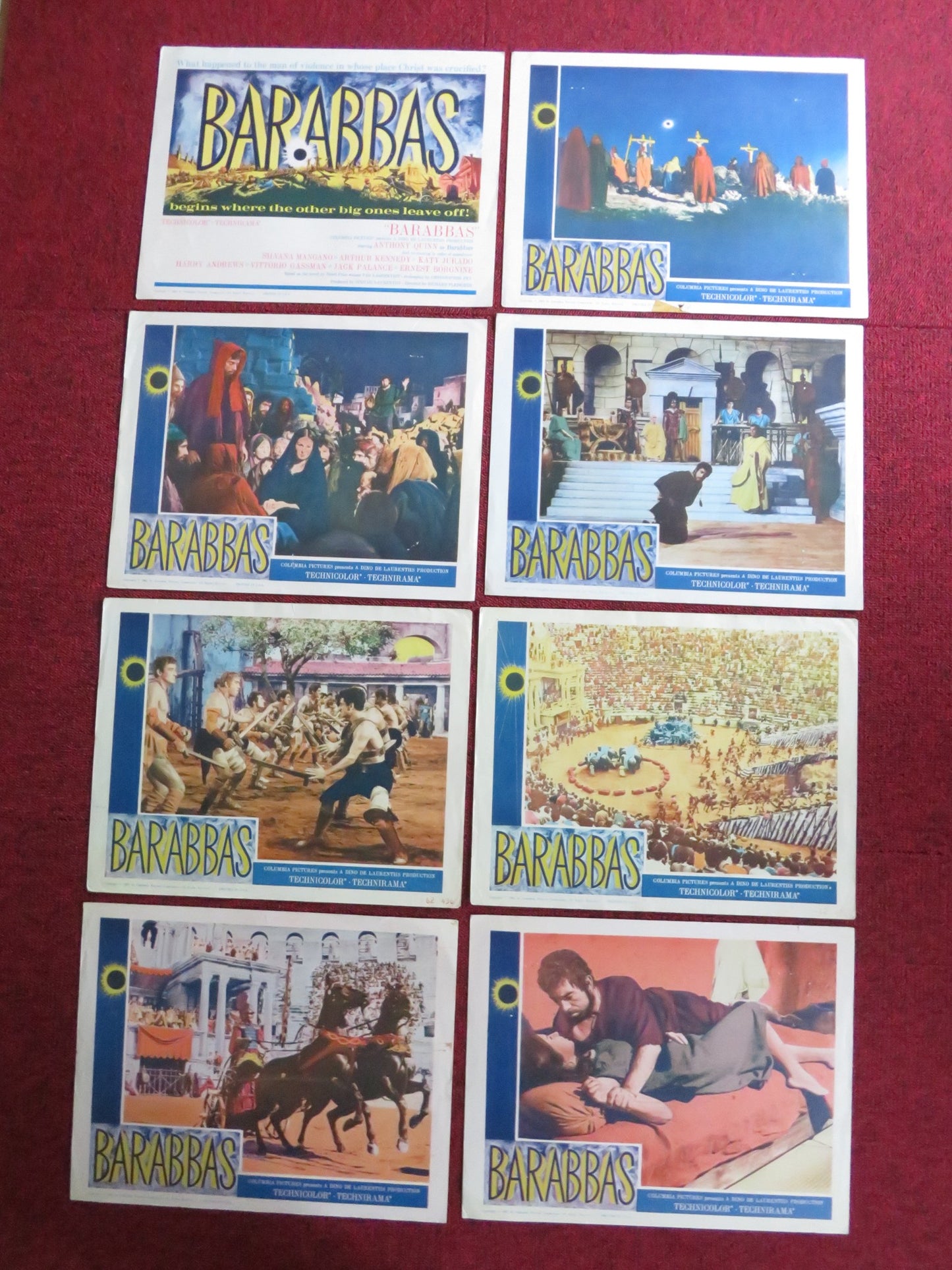 BARABBAS US LOBBY CARD FULL SET ANTHONY QUINN SILVANA MANGANO 1962