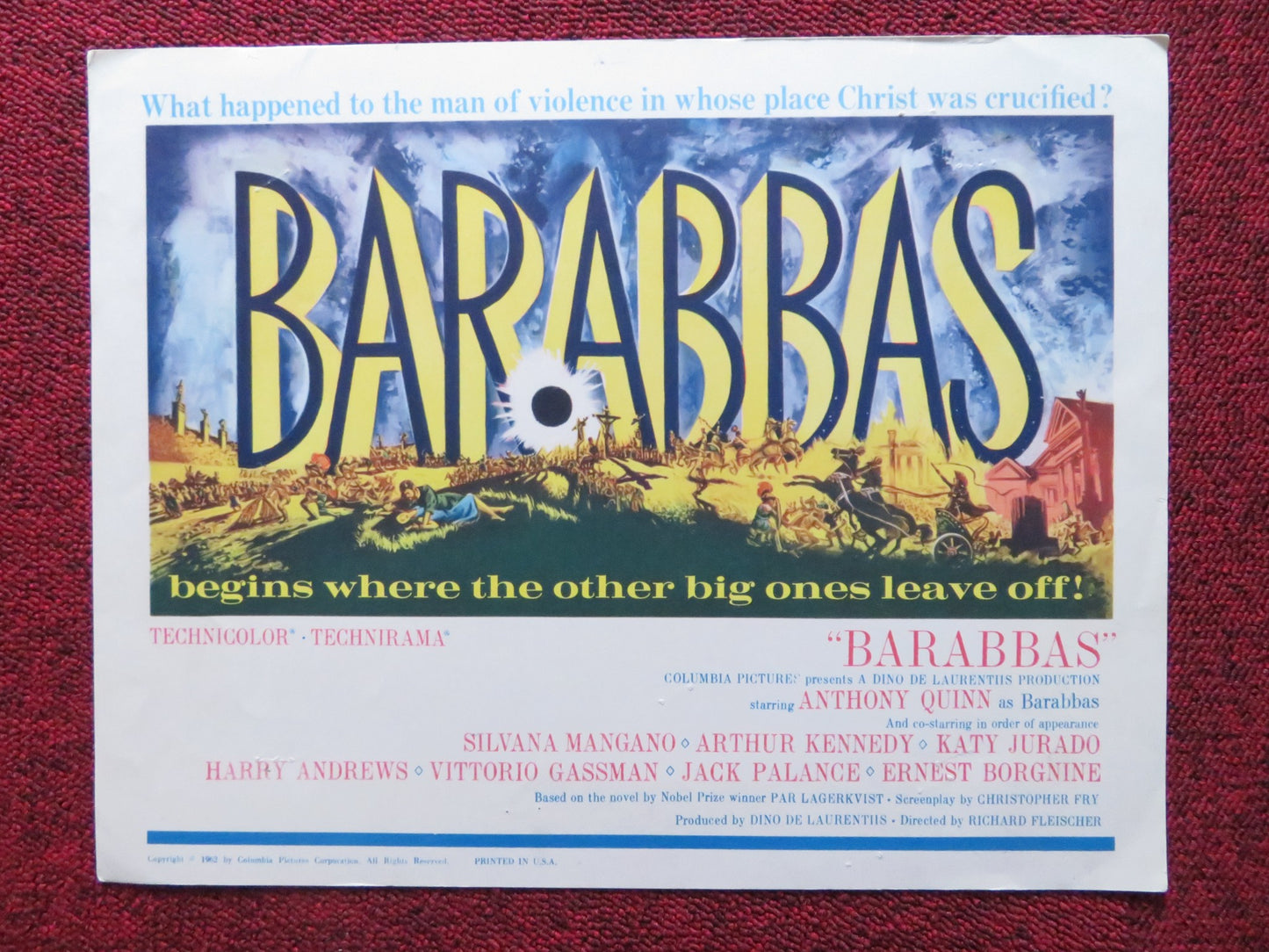 BARABBAS US LOBBY CARD FULL SET ANTHONY QUINN SILVANA MANGANO 1962