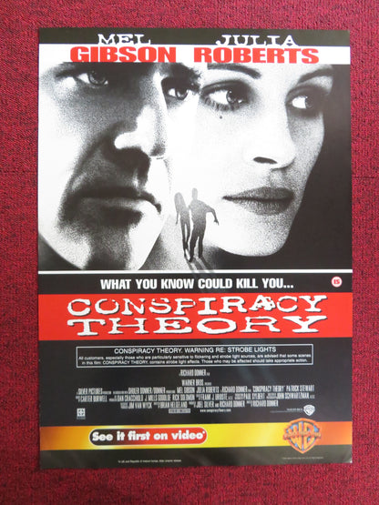 CONSPIRACY THEORY VHS VIDEO POSTER MEL GIBSON JULIA ROBERTS 1997