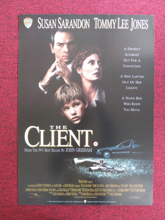 THE CLIENT- B VHS VIDEO POSTER SUSAN SARANDON TOMMY LEE JONES 1994