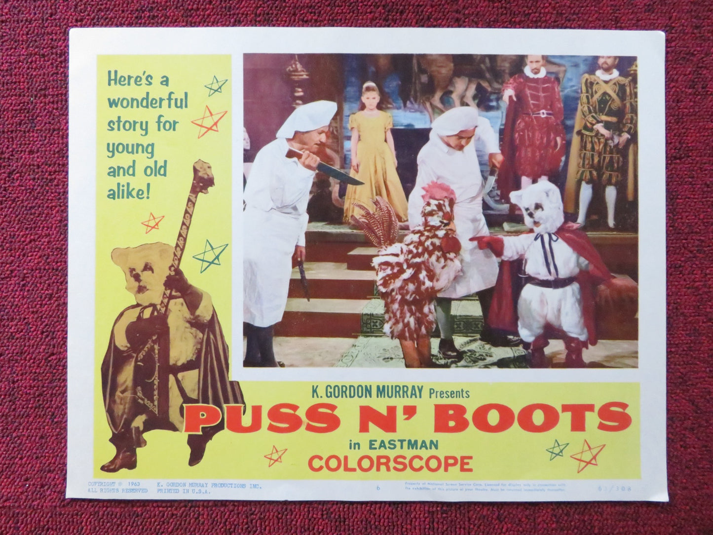 EL GATO CON BOTAS / PUSS N' BOOTS US LOBBY CARD FULL SET K. GORDON MURRAY 1963