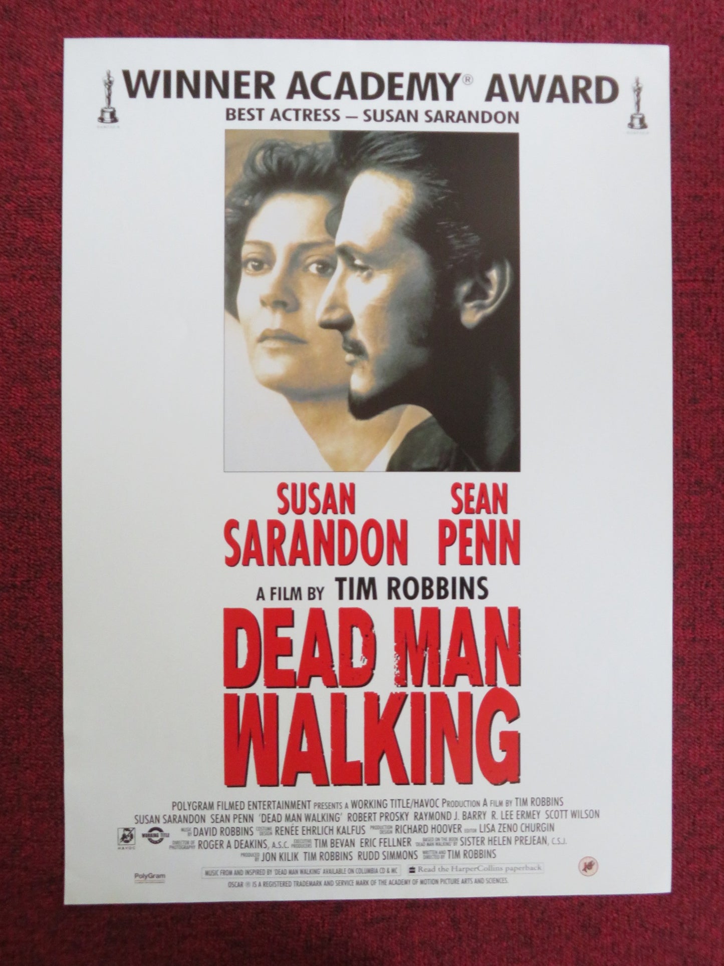 DEAD MAN WALKING VHS VIDEO POSTER SUSAN SARANDON SEAN PENN 1995