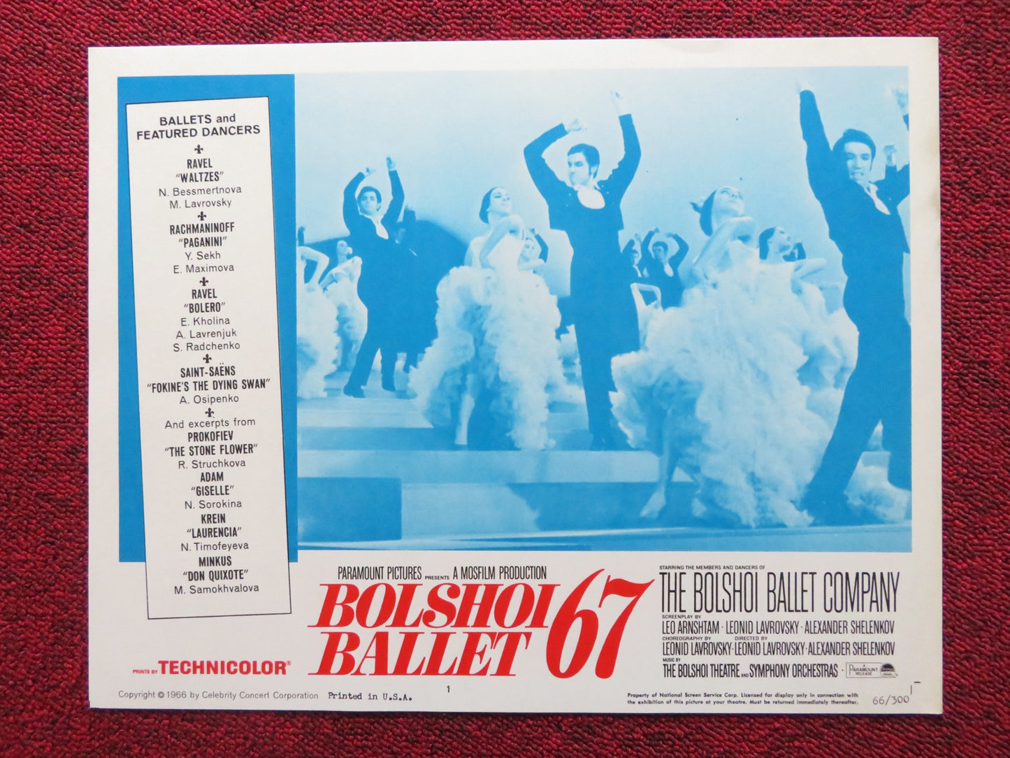 BOLSHOI BALLET '67 US LOBBY CARD FULL SET NATALIA BESSMERTNOVA Y.GRIGORIEV 1966