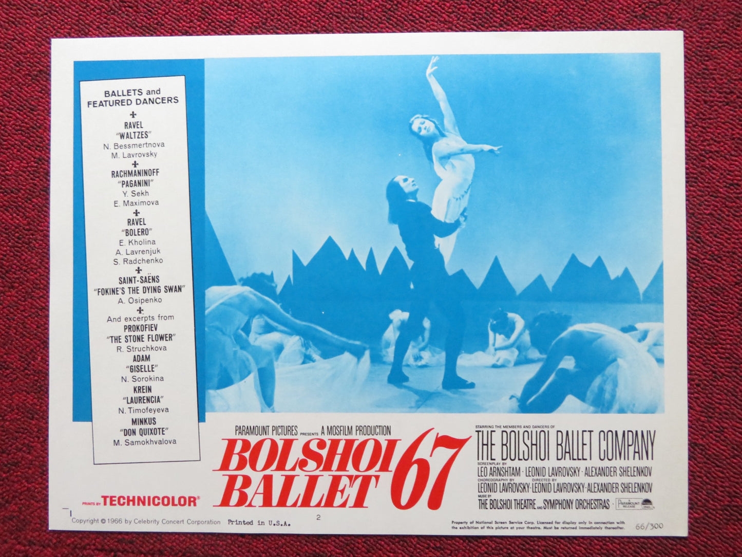 BOLSHOI BALLET '67 US LOBBY CARD FULL SET NATALIA BESSMERTNOVA Y.GRIGORIEV 1966