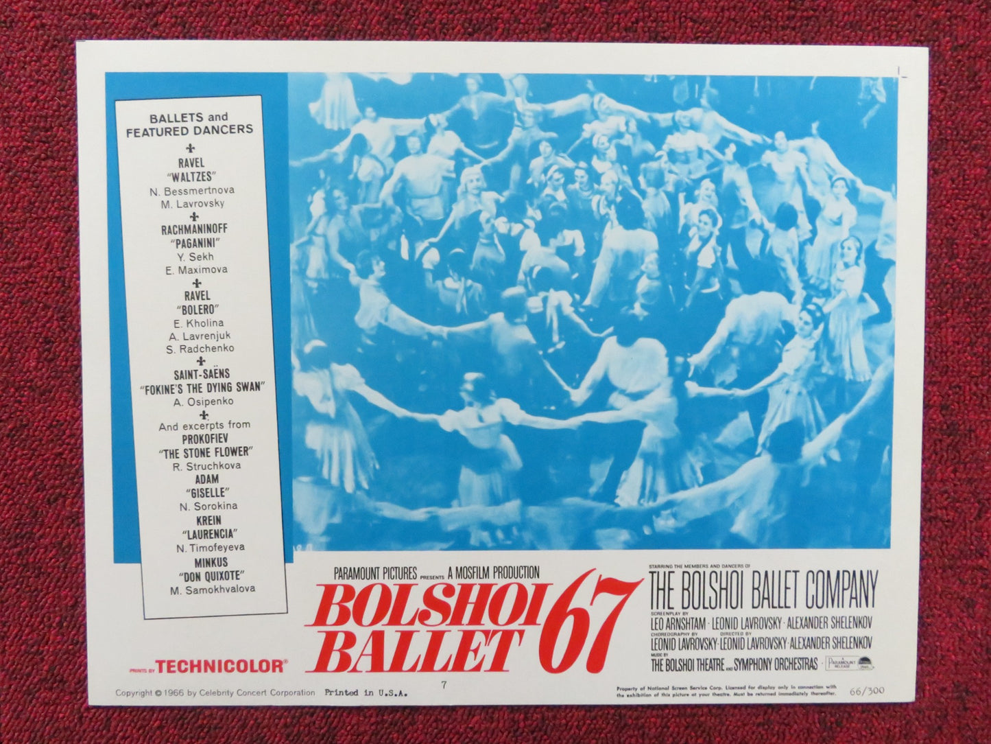 BOLSHOI BALLET '67 US LOBBY CARD FULL SET NATALIA BESSMERTNOVA Y.GRIGORIEV 1966